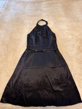 Ted Baker London Halter Style Black Satin Evening Dress (mid length)